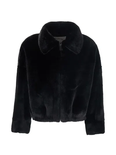 Valentini 1972 Zip-up Faux-fur Jacket In Black