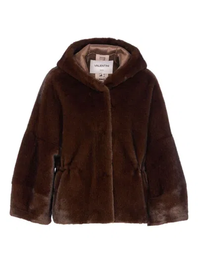 Valentini Classic Tailored Women's Coat With Lapel Collar In Brown