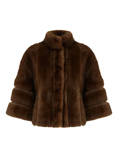 Valentini Faux-fur Jacket In Brown