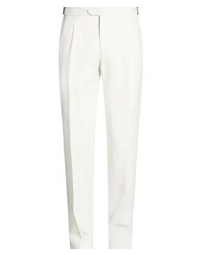 Valentini Man Pants Off White Size 38 Linen In Multi