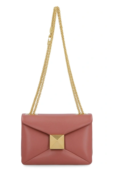 Valentino Garavani Grained Leather One Stud Bag With Chain In Brown
