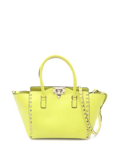 Pre-owned Valentino Garavani 00s Rockstud 2way Top-handle Bag In Yellow