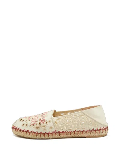 Pre-owned Valentino Garavani 03 Rose Edition Atelier Espadrille Flats In Neutrals