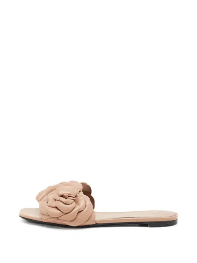 Pre-owned Valentino Garavani 03 Rose Edition Atelier Flat Sandals In Neutral
