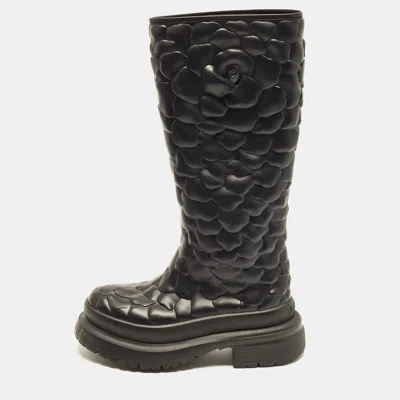 Pre-owned Valentino Garavani 03 Rose Edition Atelier Size 39 Black Rubber Knee Length Boots