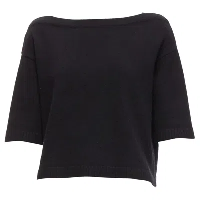 Pre-owned Valentino 100% Cashmere Black Bateau Neck Crop Sweater Top Xs
