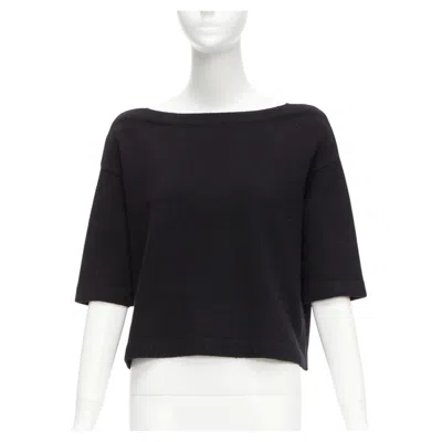 Pre-owned Valentino 100% Cashmere Black Bateau Neck Crop Sweater Top Xs