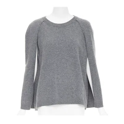 Pre-owned Valentino 100% Cashmere Grey Cape Back Pullover Sweater L In Gray
