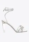Valentino 100 Crystal Chain Sandals In Silver