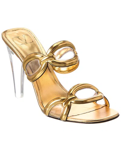 Valentino Garavani Valentino 100 Leather & Vinyl Sandal In Gold