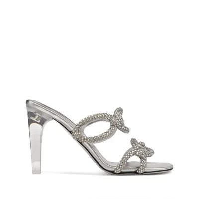 Valentino Garavani Chain 1967 10 Crystal-embellished Mules In Silver