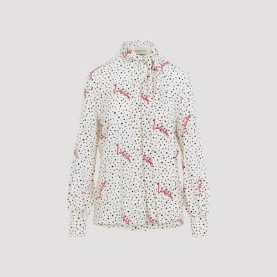 Valentino 100% Silk Drape Button-up Shirt In Neutral