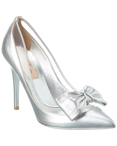 Valentino Garavani 100 Vinyl & Leather Pump In Silver
