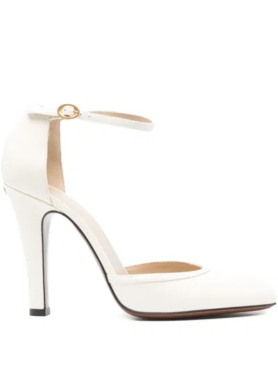 Valentino Garavani 100mm Ankle-strap Leather Pumps In White