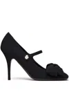 Valentino Garavani Garavani Bowjane Mary-jane Pumps In Crepe Fabric 100mm Woman Black 39.5 In Black