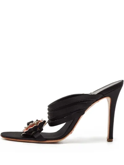 Pre-owned Valentino Garavani 100mm Floral-appliqué Sandals