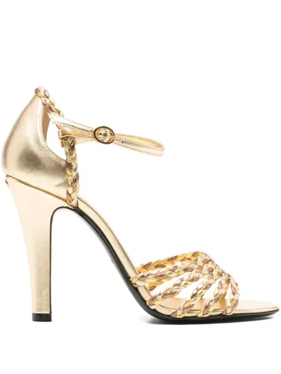 Valentino Garavani 100mm Hi Dolly Braided Sandals In Gold