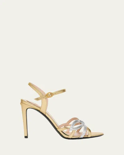 Valentino Garavani 100mm Metallic Leather Ankle-strap Sandals In Multi
