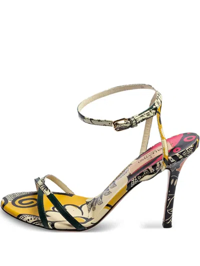 Pre-owned Valentino Garavani 100mm Patterned Strappy Sandals