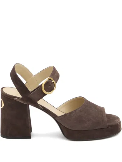 Valentino Garavani 100mm Platform Buckle-strap Sandals In Brown