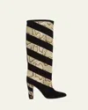 Valentino 100mm Rayons Snake-printed Leather And Suede Knee-high Boots In Multi