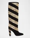 Valentino 100mm Rayons Snake-printed Leather And Suede Knee-high Boots In Multi