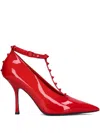 Valentino 100mm Rockstud Ankle-strap Pumps In Red