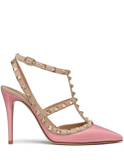 Valentino Garavani Rockstud 100mm Patent-leather Pumps In Nude