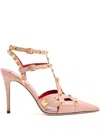 Valentino 100mm Rockstud-embellished Leather Pumps In Pink