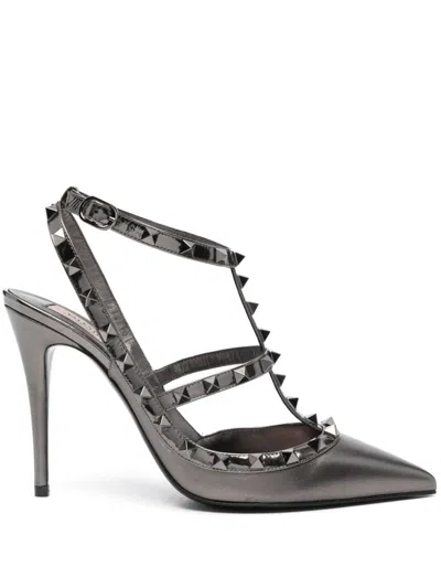 Valentino Garavani 100mm Rockstud Pumps In Grey