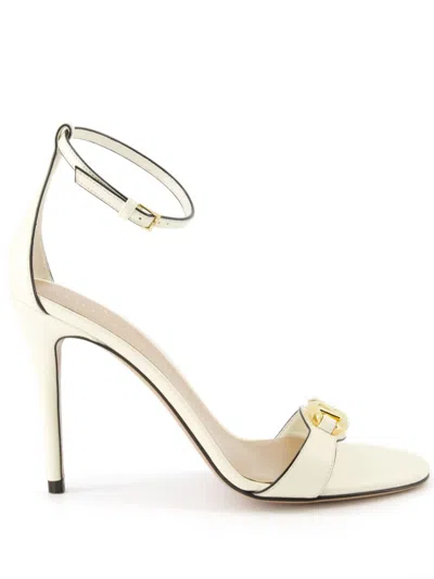 Valentino Garavani 100mm Vlogo Signature Sandals In Weiss