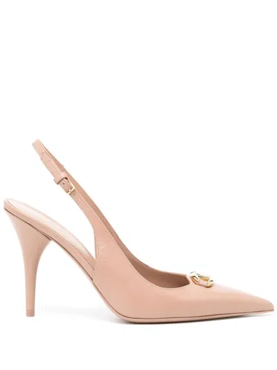Valentino Garavani Valentino Vlogo The Bold Pointed Toe Slingback Pumps In Nude