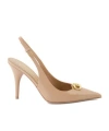 Valentino Vlogo The Bold Pointed Toe Slingback Pumps In Nude