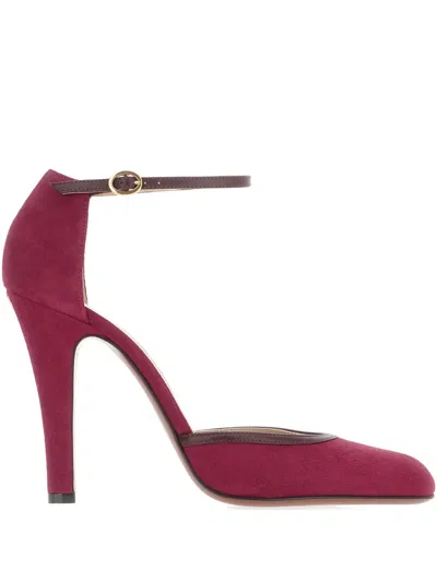 Valentino Garavani 105mm Ankle-strap Suede Pumps In Red
