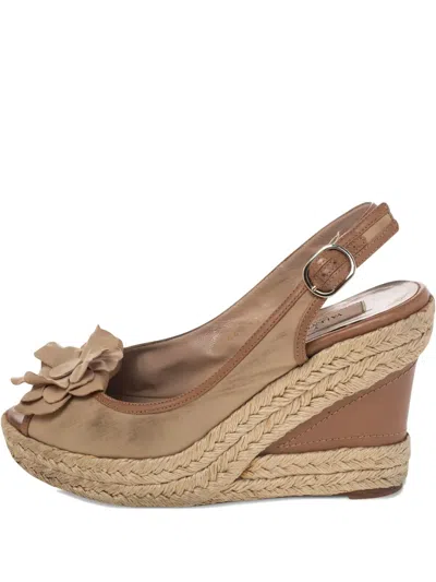Pre-owned Valentino Garavani 105mm Floral-appliqué Espadrilles
