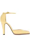 Valentino Garavani 105mm Hi Dolly Floral-embroidered Ankle-strap Pumps In Yellow