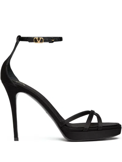 Valentino Garavani 105mm Logo-buckle Sandals In Black