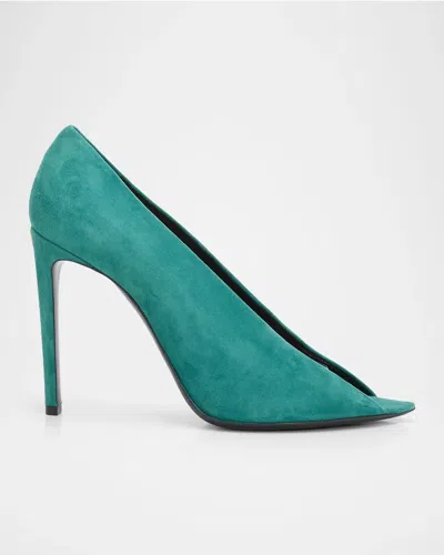 Valentino Garavani 105mm Open Toe Revele Suede Pumps In Transparent