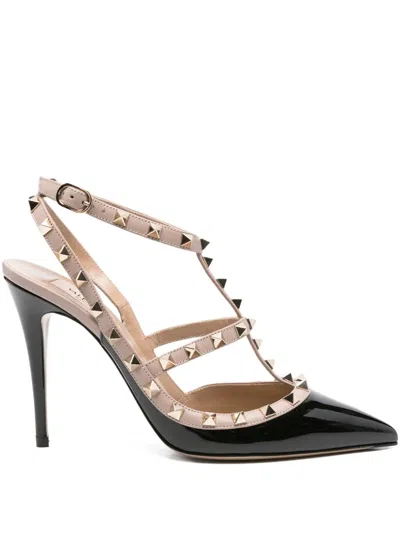 Pre-owned Valentino Garavani 105mm Rockstud Heeled Pumps In Black