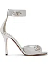 Valentino Vlogo Locker Sandal In Mirrored Calfskin 105mm In Silver