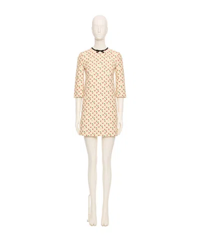 VALENTINO CREPE COUTURE SHORT DRESS WITH CHERRYFIC PRINT
