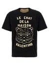 Valentino Black T-shirt With Le Chat De La Maison Print In Black
