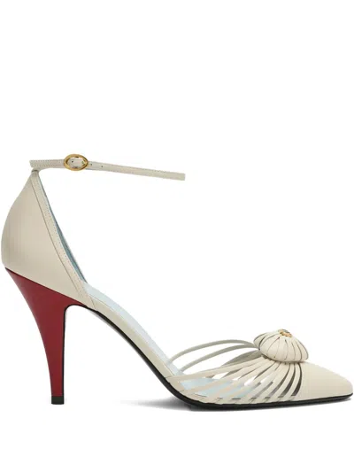 Valentino Garavani 10mm Heart-plaque Leather Pumps In White