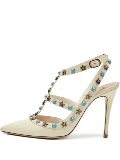 Pre-owned Valentino Garavani 110mm Studded Leather Slingback Pumps