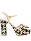 Valentino 115mm Houndstooth Platform Heeled Sandals In Multi