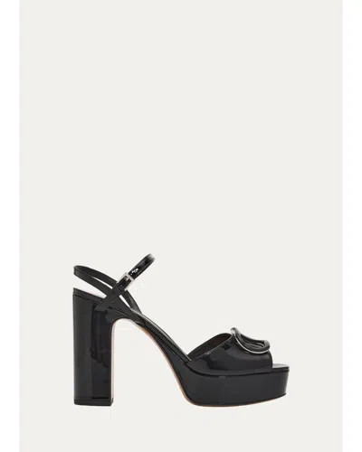 Valentino Garavani 115mm Vlogo Patent Leather Platform Sandals In Black