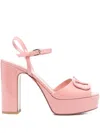 Valentino 115mm Vlogo Signature Leather Sandals In Pink
