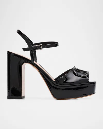 Valentino Garavani 115mm Vlogo Signature Patent Leather Platform Sandals In Black