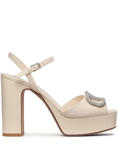 Valentino Garavani 115mm Vlogo Signature Platform Sandals In Neutral