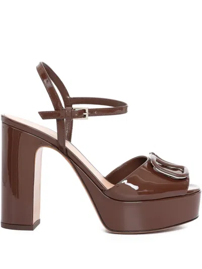 Valentino Garavani Vlogo Platform High-heeled Sandals In Brown